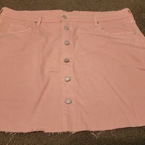 Pink Button-Front Denim Skirt